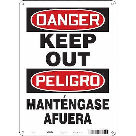 Condor Safety Sign, 14 in Height, 10 in Width, Aluminum, Vertical Rectangle, English, Spanish, 473G33 473G33