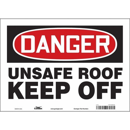 Condor Safety Sign, 10 in Height, 14 in Width, Vinyl, Horizontal Rectangle, English, 473G54 473G54