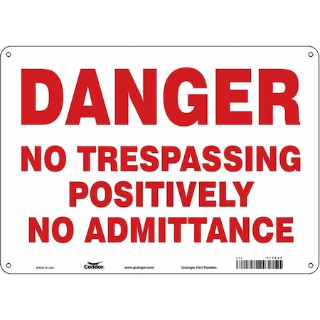 Condor Safety Sign, 10 in Height, 14 in Width, Aluminum, Horizontal Rectangle, English, 473G62 473G62