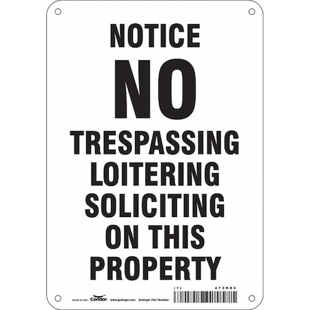 Condor Safety Sign, 10 in Height, 7 in Width, Polyethylene, Horizontal Rectangle, English, 473H80 473H80