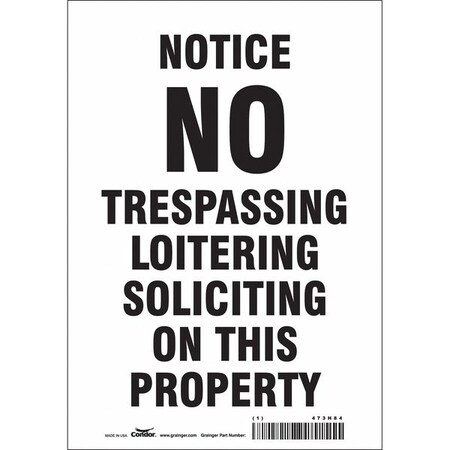 Condor Safety Sign, 10 in Height, 7 in Width, Vinyl, Horizontal Rectangle, English, 473H84 473H84