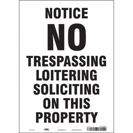 Condor Safety Sign, 14 in Height, 10 in Width, Vinyl, Vertical Rectangle, English, 473H85 473H85