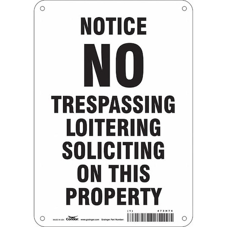 Condor Safety Sign, 10 in Height, 7 in Width, Aluminum, Horizontal Rectangle, English, 473H76 473H76