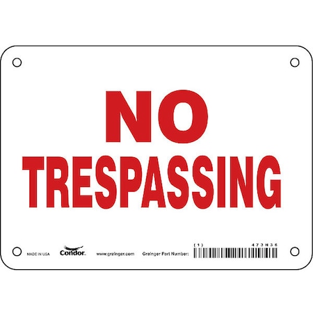 Condor Safety Sign, 7 in Height, 10 in Width, Aluminum, Vertical Rectangle, English, 473H36 473H36