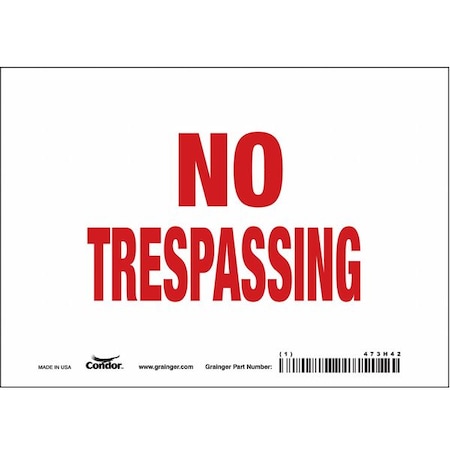 Condor Safety Sign, 5 in Height, 7 in Width, Vinyl, Horizontal Rectangle, English, 473H42 473H42