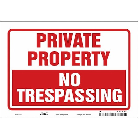 Condor Safety Sign, 7 in Height, 10 in Width, Vinyl, Vertical Rectangle, English, 473H56 473H56