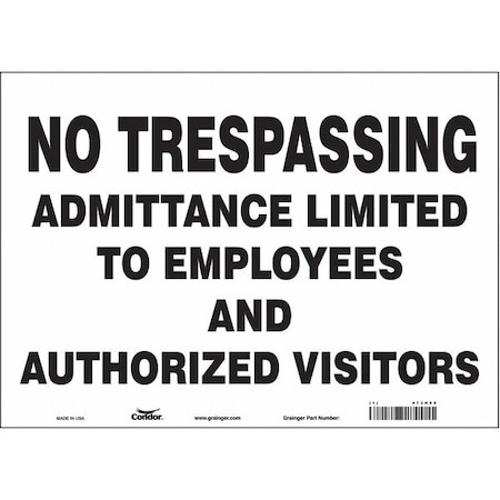 Condor Safety Sign, 10 in Height, 14 in Width, Vinyl, Horizontal Rectangle, English, 473H66 473H66