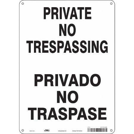 Condor Safety Sign, 14 in Height, 10 in Width, Aluminum, Vertical Rectangle, English, Spanish, 473J89 473J89