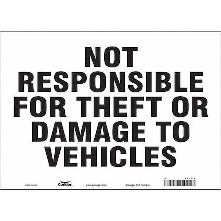 Condor Safety Sign, 10 in Height, 14 in Width, Vinyl, Horizontal Rectangle, English, 473J72 473J72