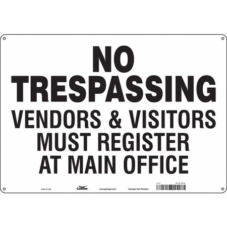Condor Safety Sign, 14 in H, 20 in W, Aluminum, Horizontal Rectangle, English, 473J06 473J06