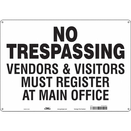 Zoro Select Safety Sign, 14 in Height, 20 in Width, Fiberglass, Horizontal Rectangle, English 473J07