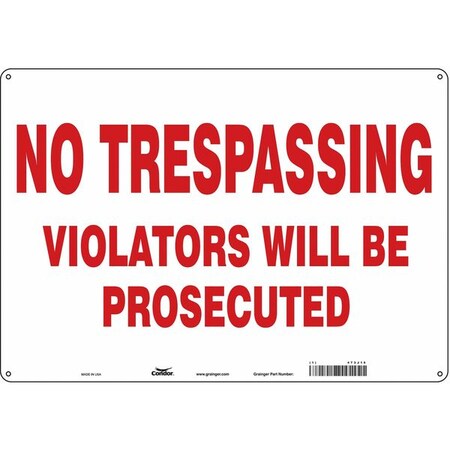 Condor Safety Sign, 14 in H, 20 in W, Aluminum, Horizontal Rectangle, English, 473J16 473J16