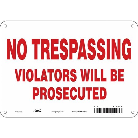Condor Safety Sign, 7 in Height, 10 in Width, Polyethylene, Vertical Rectangle, English, 473J20 473J20