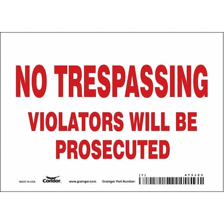 Condor Safety Sign, 5 in Height, 7 in Width, Vinyl, Horizontal Rectangle, English, 473J23 473J23