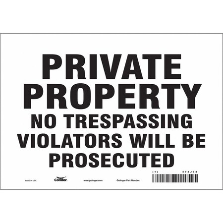 Condor Safety Sign, 7 in Height, 10 in Width, Vinyl, Vertical Rectangle, English, 473J34 473J34