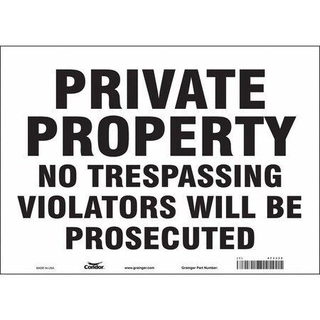 Condor Safety Sign, 10 in Height, 14 in Width, Vinyl, Horizontal Rectangle, English, 473J35 473J35