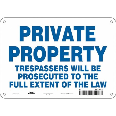 Condor Safety Sign, 7 in Height, 10 in Width, Aluminum, Vertical Rectangle, English, 473J36 473J36