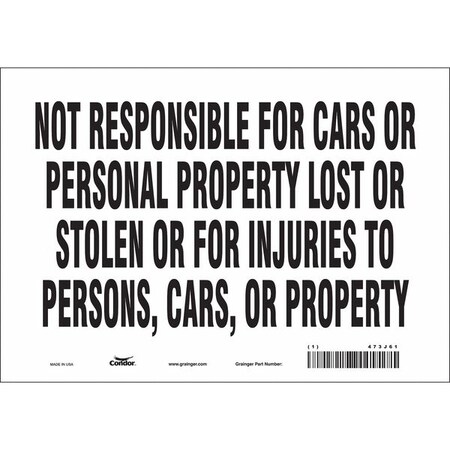 Condor Safety Sign, 7 in Height, 10 in Width, Vinyl, Vertical Rectangle, English, 473J61 473J61