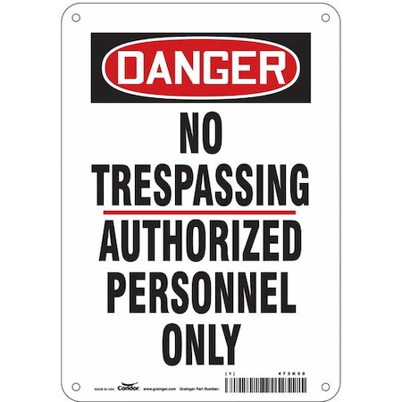 Condor Safety Sign, 10 in Height, 7 in Width, Aluminum, Horizontal Rectangle, English, 473K50 473K50