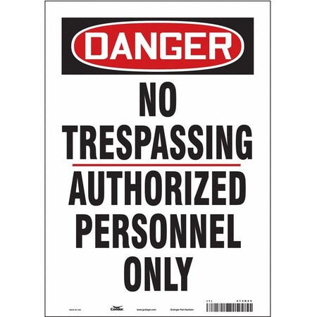 Condor Safety Sign, 14 in Height, 10 in Width, Vinyl, Vertical Rectangle, English, 473K55 473K55