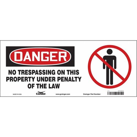 Condor Safety Sign, 7 in H, 17 in W, Vinyl, Vertical Rectangle, English, 473K59 473K59
