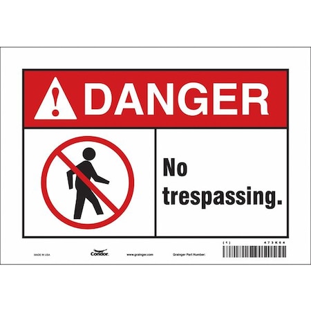 Condor Safety Sign, 7 in Height, 10 in Width, Vinyl, Vertical Rectangle, English, 473K64 473K64