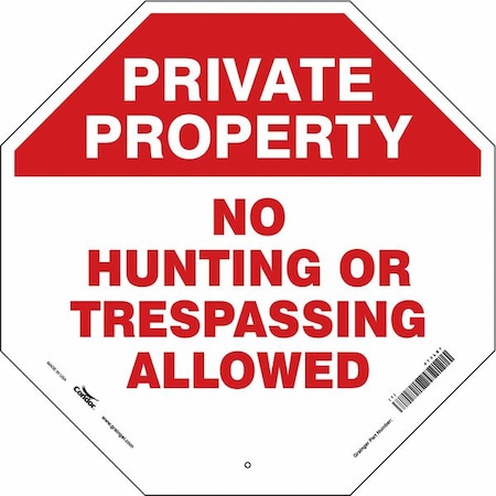 Condor Safety Sign, 24 in H, 24 in W, Aluminum, Octagon, English, 473L87 473L87