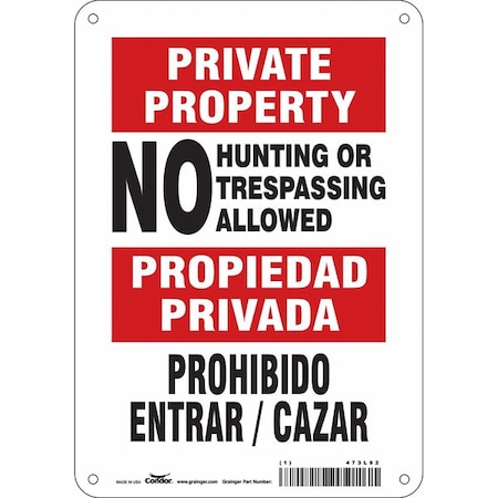 Condor Safety Sign, 10 in Height, 7 in Width, Aluminum, Horizontal Rectangle, English, Spanish, 473L92 473L92
