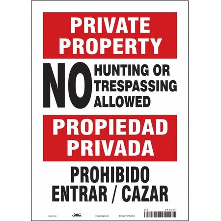 Condor Safety Sign, 14 in Height, 10 in Width, Vinyl, Vertical Rectangle, English, Spanish, 473L97 473L97