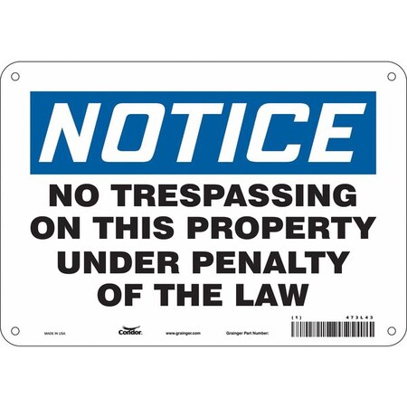 Condor Safety Sign, 7 in Height, 10 in Width, Polyethylene, Vertical Rectangle, English, 473L43 473L43