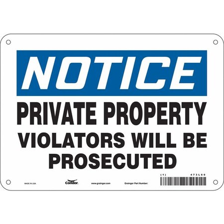 Condor Safety Sign, 7 in Height, 10 in Width, Aluminum, Vertical Rectangle, English, 473L60 473L60