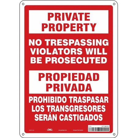 Condor Safety Sign, 14 in Height, 10 in Width, Polyethylene, Vertical Rectangle, English, Spanish, 473M86 473M86