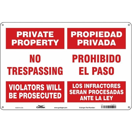Condor Safety Sign, 12 in Height, 18 in Width, Aluminum, Horizontal Rectangle, English, Spanish 473M77