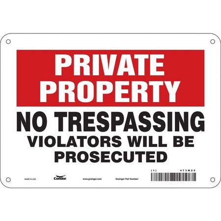 Condor Safety Sign, 7 in Height, 10 in Width, Polyethylene, Vertical Rectangle, English, 473M25 473M25