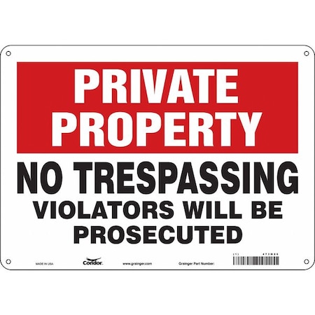 Condor Safety Sign, 10 in Height, 14 in Width, Polyethylene, Horizontal Rectangle, English, 473M26 473M26