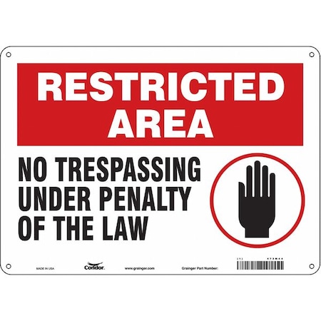 Condor Safety Sign, 10 in Height, 14 in Width, Polyethylene, Horizontal Rectangle, English, 473M44 473M44