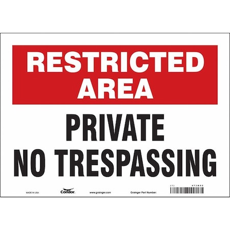 Condor Safety Sign, 10 in Height, 14 in Width, Vinyl, Horizontal Rectangle, English, 473M52 473M52