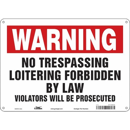 Condor Safety Sign, 10 in Height, 14 in Width, Polyethylene, Horizontal Rectangle, English, 473M56 473M56