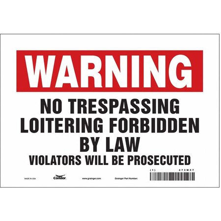 Condor Safety Sign, 7 in Height, 10 in Width, Vinyl, Vertical Rectangle, English, 473M57 473M57