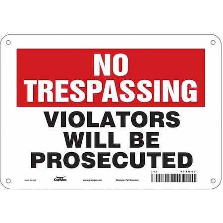 Condor Safety Sign, 7 in Height, 10 in Width, Polyethylene, Vertical Rectangle, English, 473M67 473M67