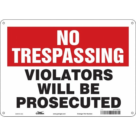 Condor Safety Sign, 10 in Height, 14 in Width, Polyethylene, Horizontal Rectangle, English, 473M68 473M68