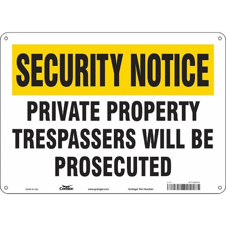 Condor Safety Sign, 10 in Height, 14 in Width, Polyethylene, Horizontal Rectangle, English, 473N03 473N03