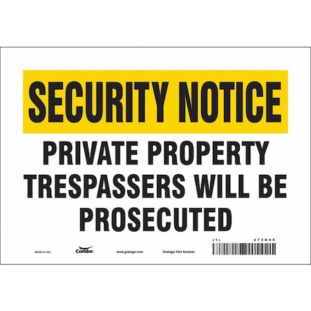 Condor Safety Sign, 7 in Height, 10 in Width, Vinyl, Vertical Rectangle, English, 473N05 473N05