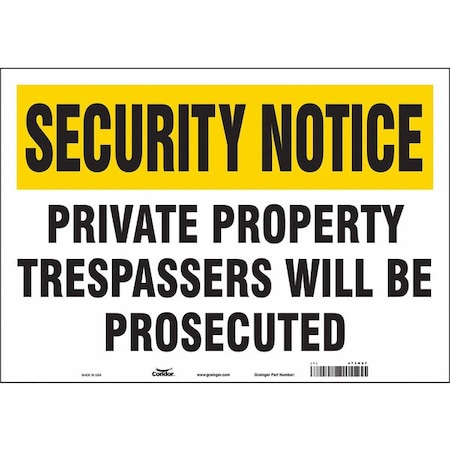 Condor Safety Sign, 14 in H, 20 in W, Vinyl, Horizontal Rectangle, English, 473N07 473N07