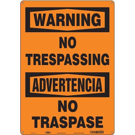Condor Safety Sign, 20 in H, 14 in W, Aluminum, Vertical Rectangle, English, Spanish, 473N23 473N23
