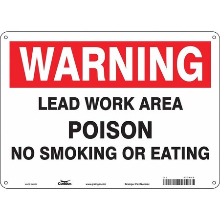 Condor No Smoking Sign, 10" H, 14 in W, Polyethylene, Horizontal Rectangle, English, 473N45 473N45