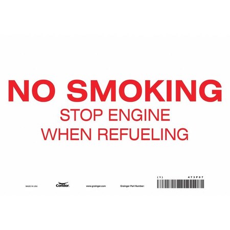 Condor No Smoking Sign, 7" H, 10" W, Vinyl, Vertical Rectangle, English, 473P07 473P07