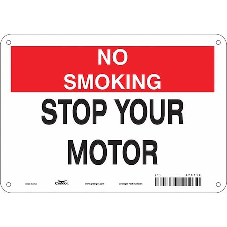 Condor No Smoking Sign, 7" H, 10" W, Polyethylene, Vertical Rectangle, English, 473P19 473P19