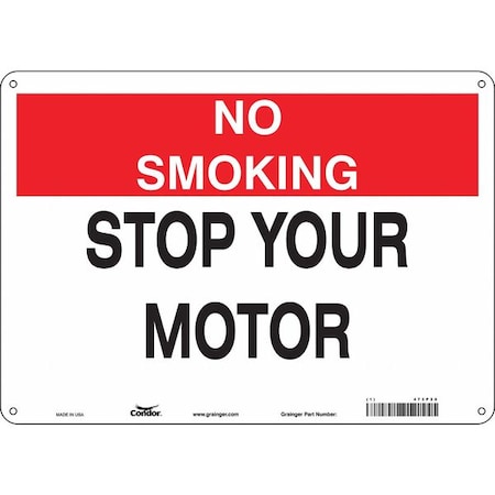 Condor No Smoking Sign, 10" H, 14 in W, Polyethylene, Horizontal Rectangle, English, 473P20 473P20