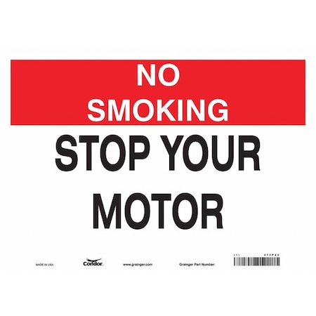 Condor No Smoking Sign, 10" H, 14 in W, Vinyl, Horizontal Rectangle, English, 473P22 473P22